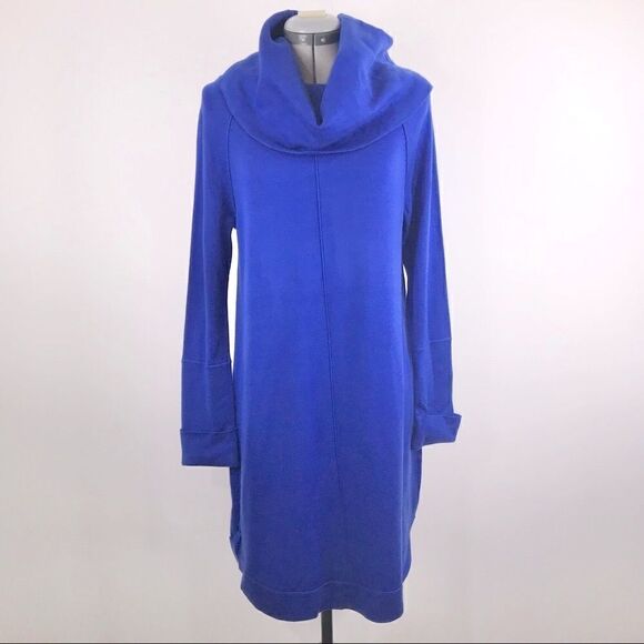Vince Camuto Cobalt Blue Knit Cowel Knit Long Sleeve Sweater Dress - Picture 1 of 14